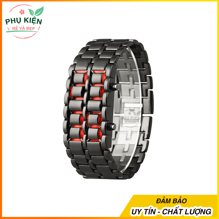 Đồng hồ nam nữ Led Samurai, led đỏ, dây thép chống gỉ, Tặng Hộp, Bảo hảnh 2 năm