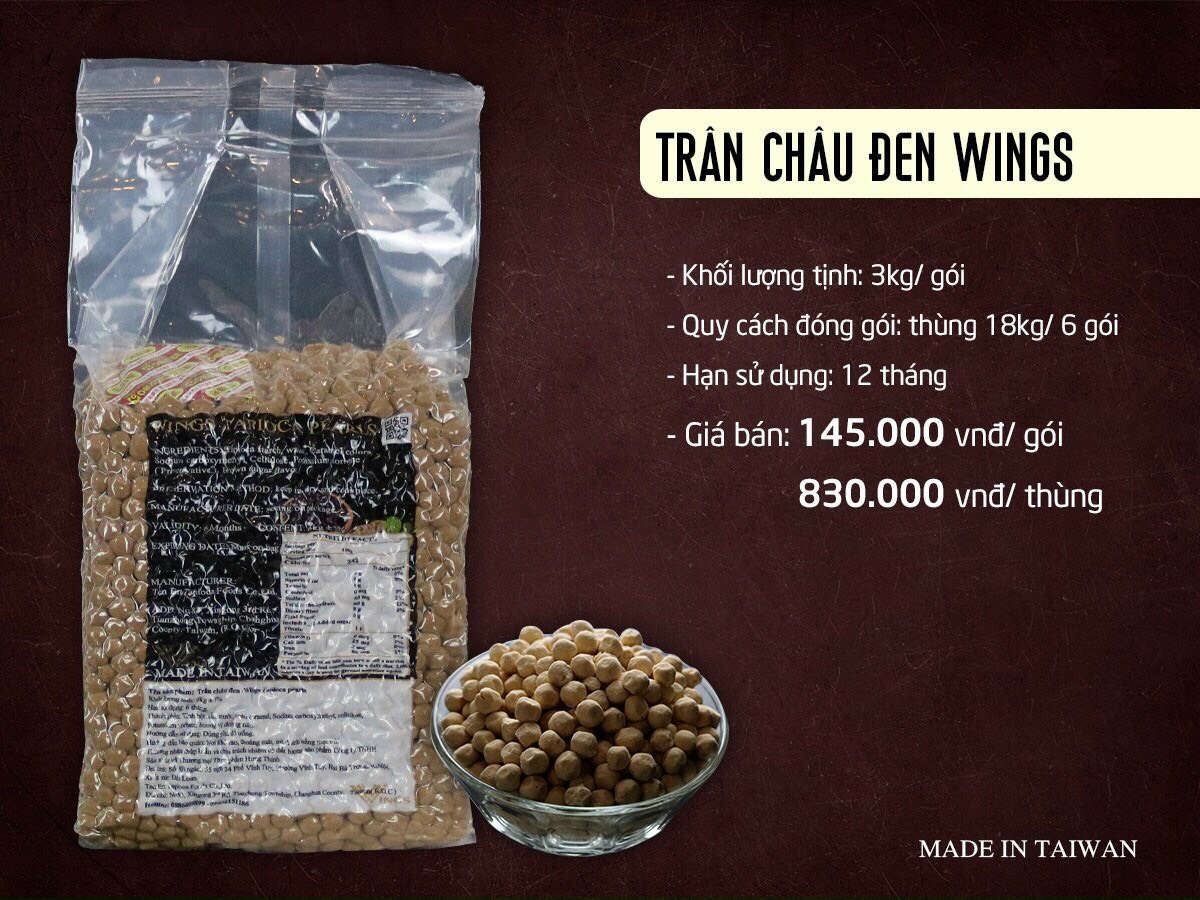 Trân châu đen Đài Loan (3kg/gói) - 6 gói/ thùng