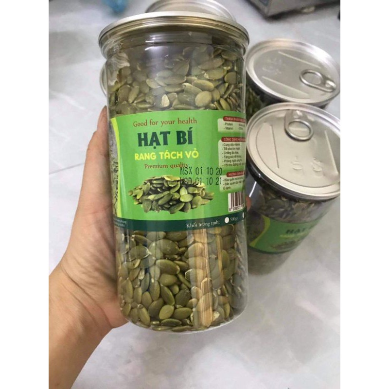 Hạt bí tách vỏ rang sẵn hộp 500g