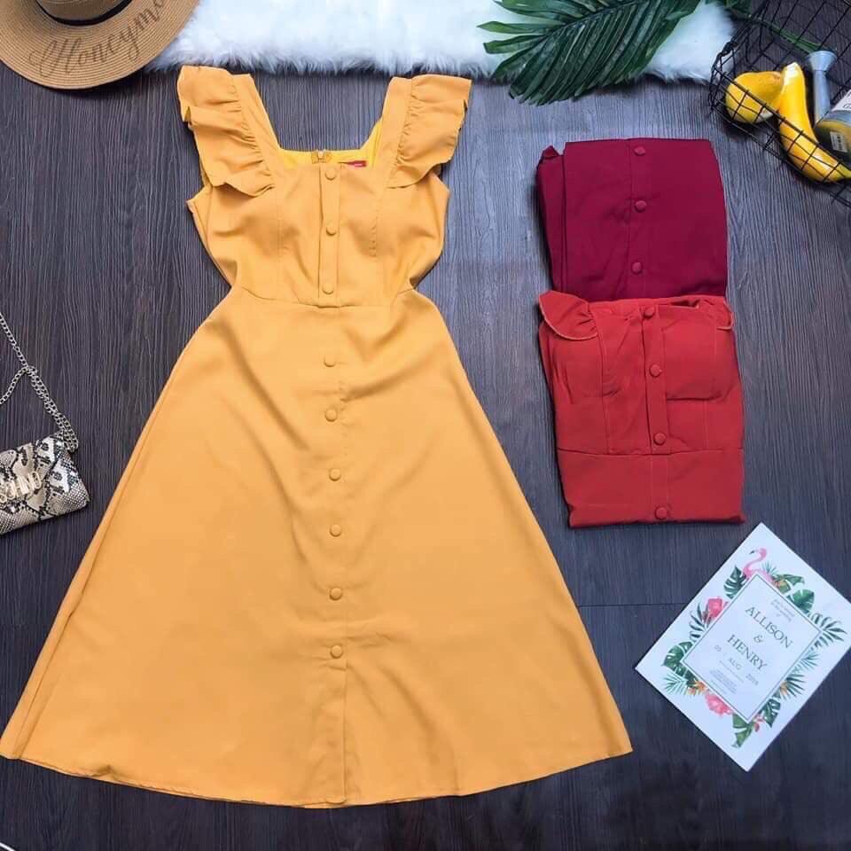Đầm tay cánh tiên nút bộc siêu xinh