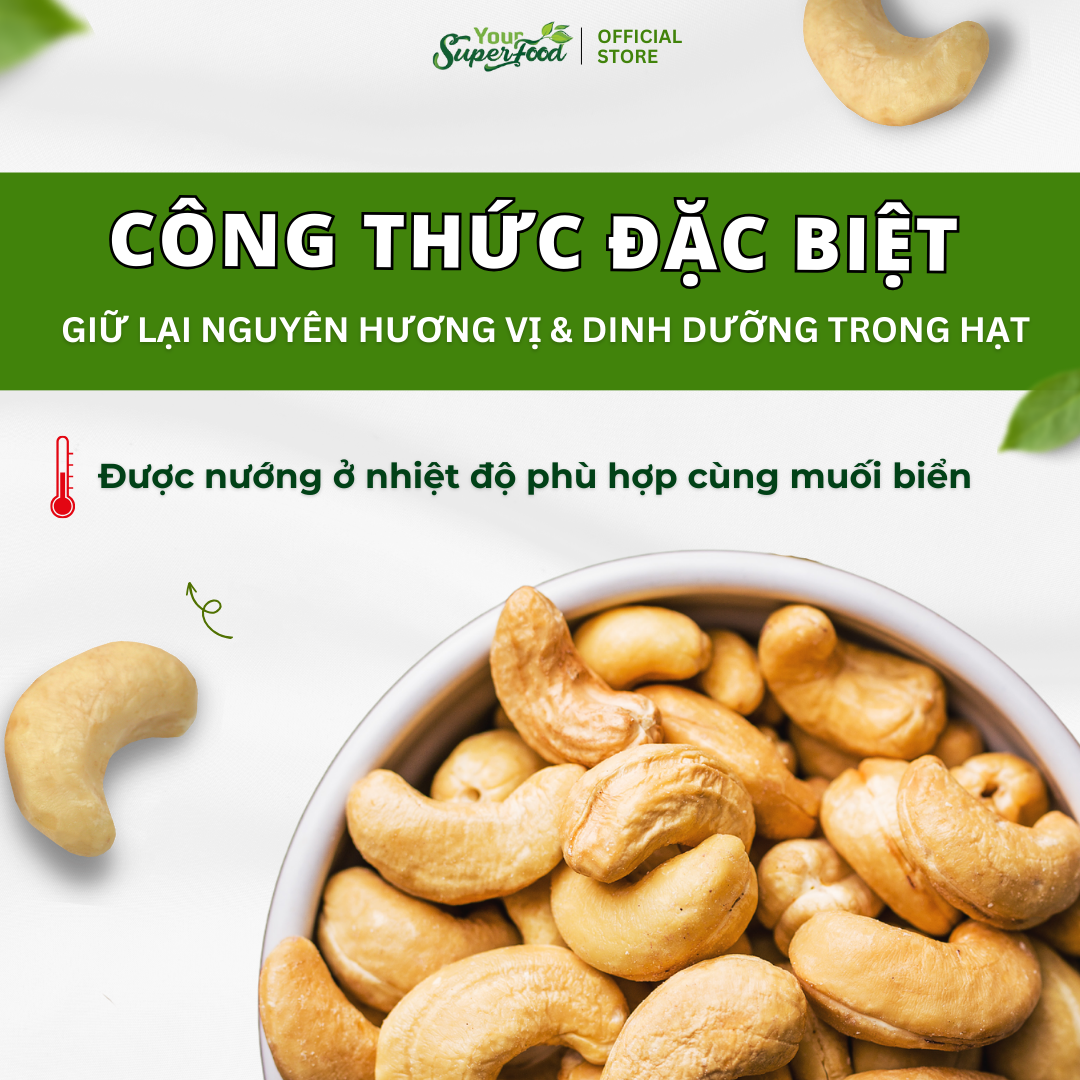 Hạt Điều Rang Củi Túi 90g (Vỏ lụa) Your Superfood
