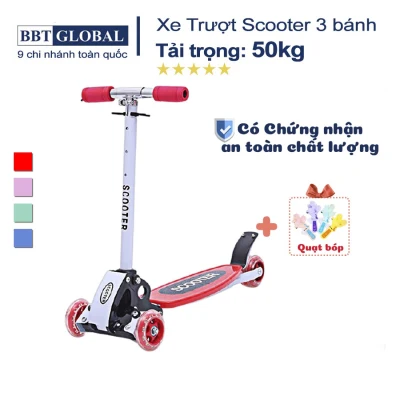 Xe trượt scooter 3 bánh cho bé BBT Global KM956A, xe truot tre em, xe scooter
