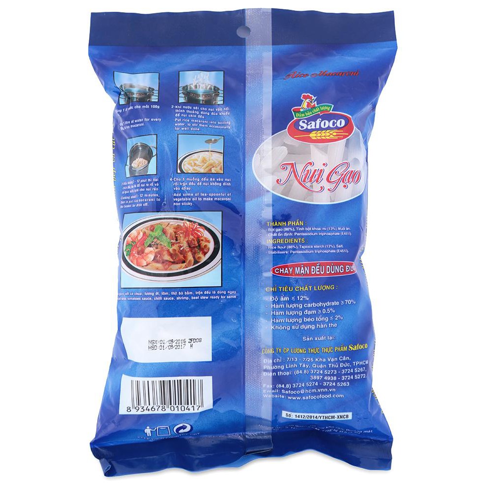 Nui gạo hình tôm khô Safoco 500g