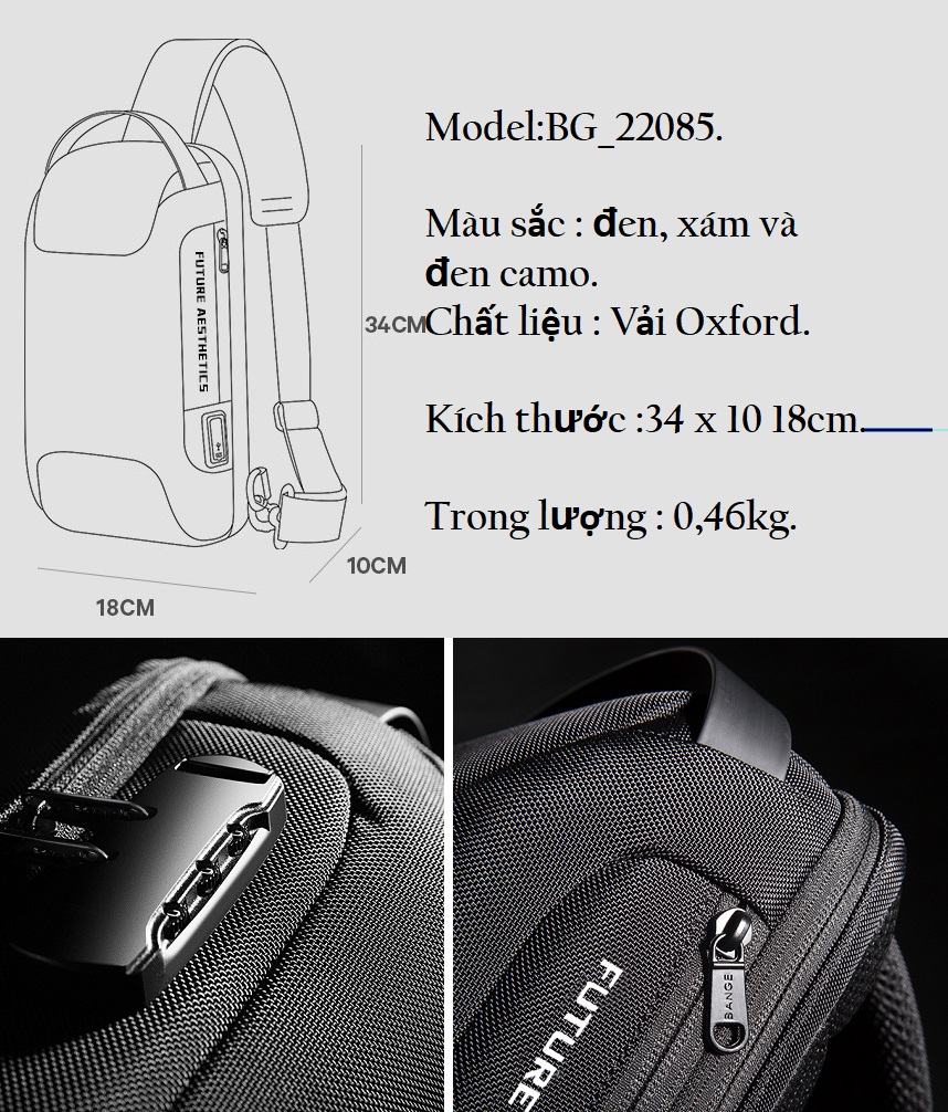 [HCM]Túi đeo chéo đa năng cao cấp Bange.