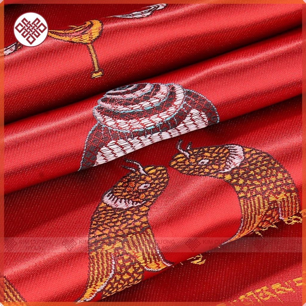 Khăn Khata [Kim Cương Hỷ Lạc] Lụa Thêu Bát Cát Tường 250X48Cm