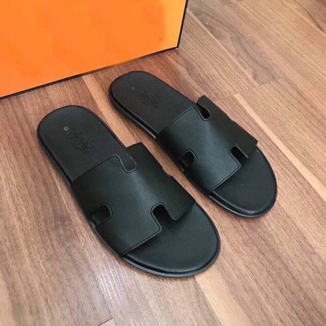 Dép lê H nam đen trơn