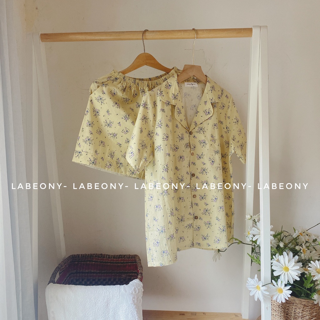 Pyjama thô Cotton-bộ mặc nhà mềm mát Labeony