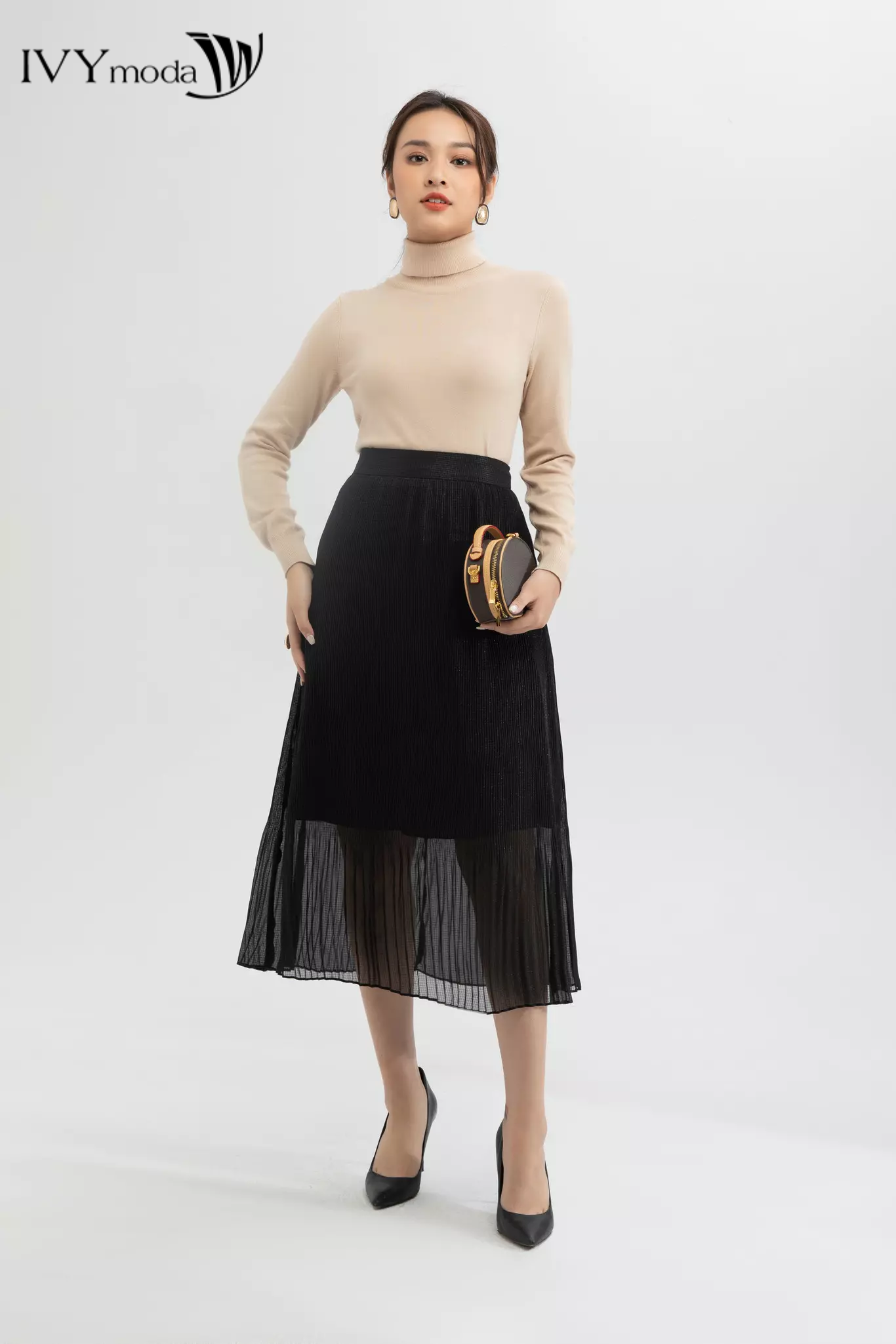 Áo len nữ dài tay cổ lọ dáng basic IVY moda MS 58P0075