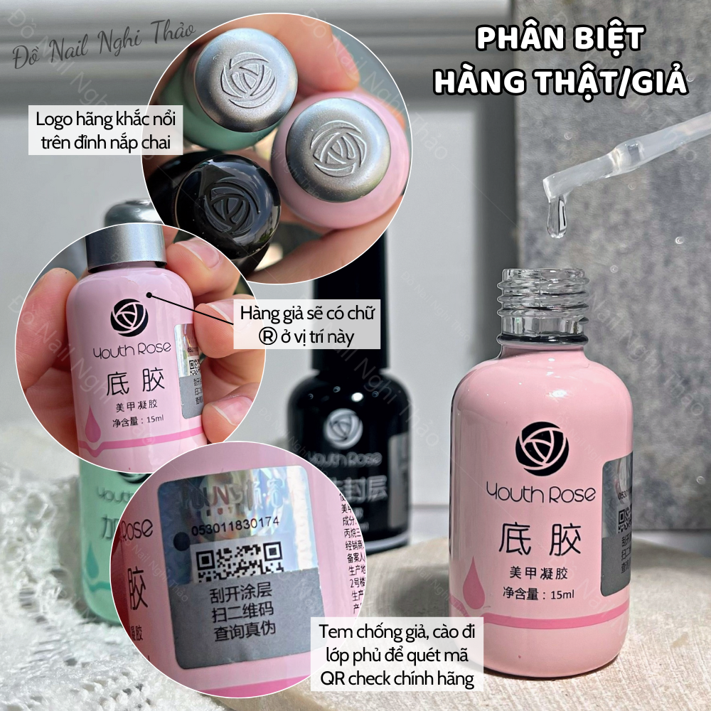 Base top hoa hồng, sơn liên kết móng Nghi Thảo 15ml