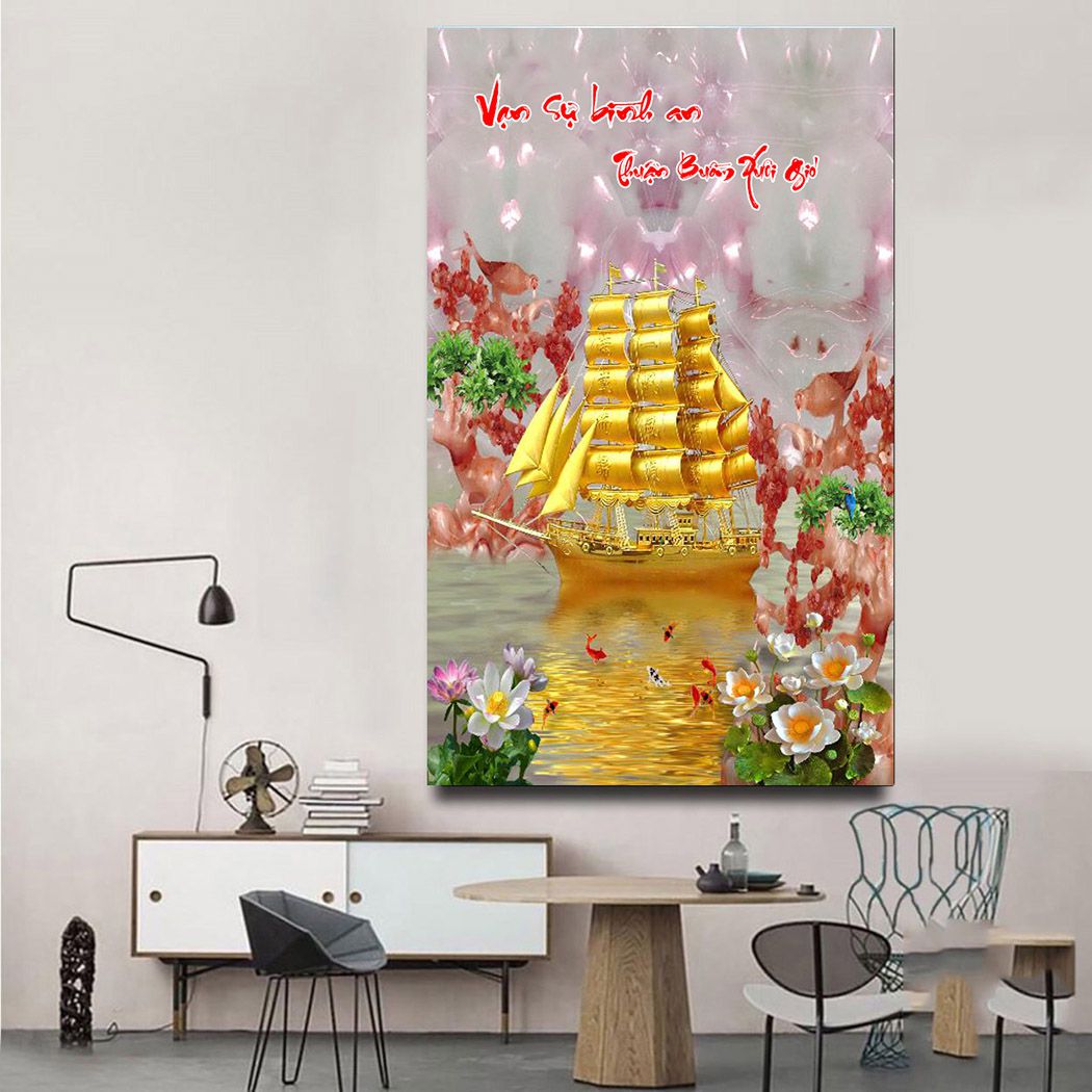 Tranh 3D Thuận buồm xuôi gió dán tường