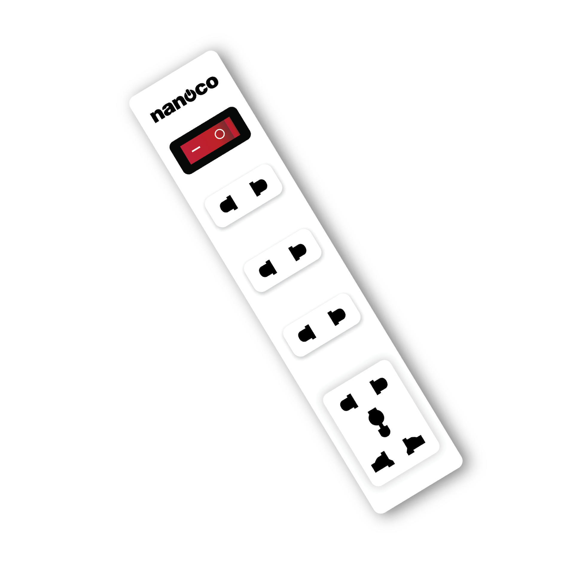 Ổ cắm có dây Nanoco model NES4213-3S1 (1 ổ đa năng, 4 ổ 2 chấu, 1 công tắc, dây điện 3m)