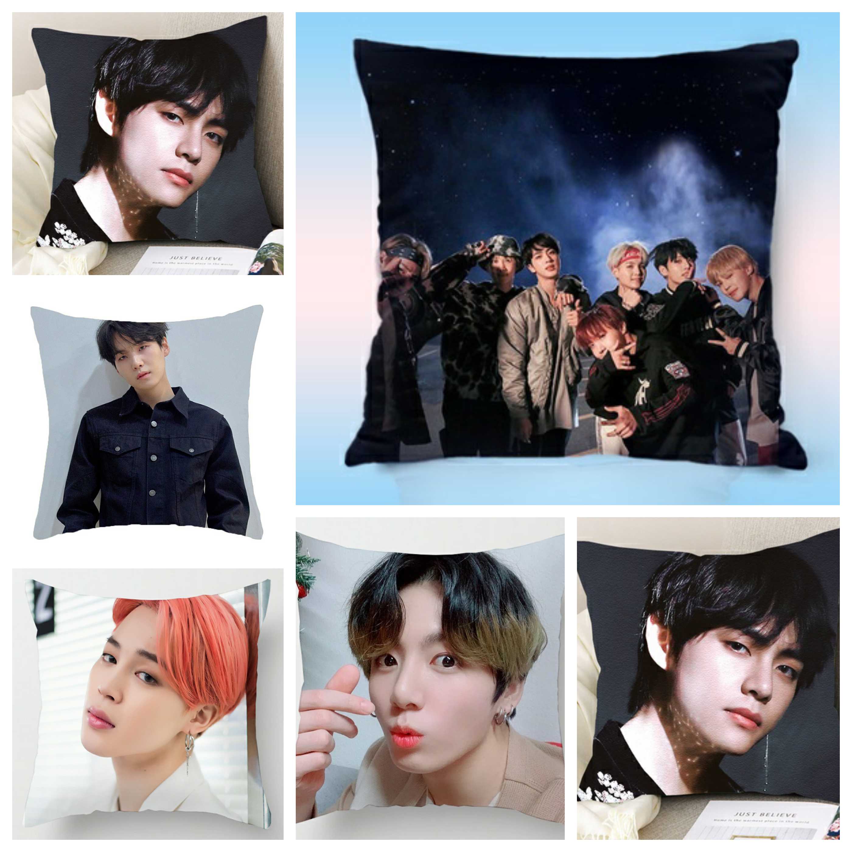 Gối in hình thành viên bts jin suga rm j-hope jimin v jungkook idol kpop gồm cả vỏ và ruột