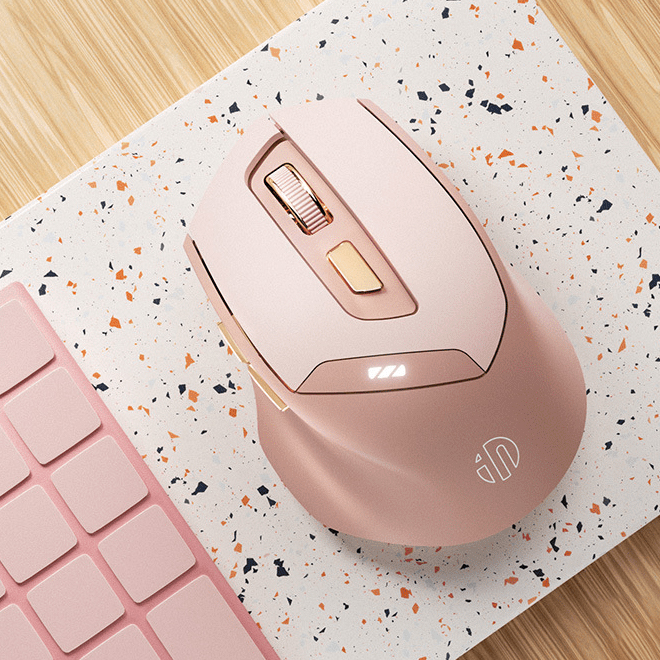 Chuột không dây pin sạc INPHIC DR8 hỗ trợ wireless kiêm bluetooth 4.0 / 5.0 - Silent click không âm thanh (hồng kute) Nhất Tín Computer