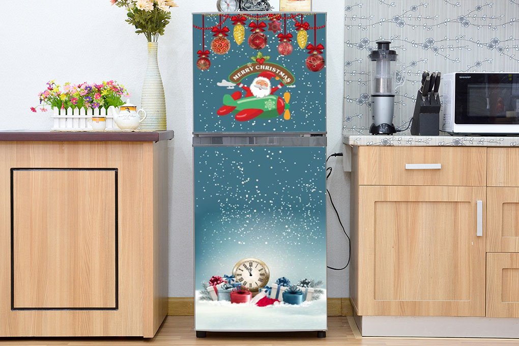 [HCM]Miếng dán tủ lạnh Cao cấp - Giáng sinh (Kích thước Ngang 50cm x Cao 1m1)