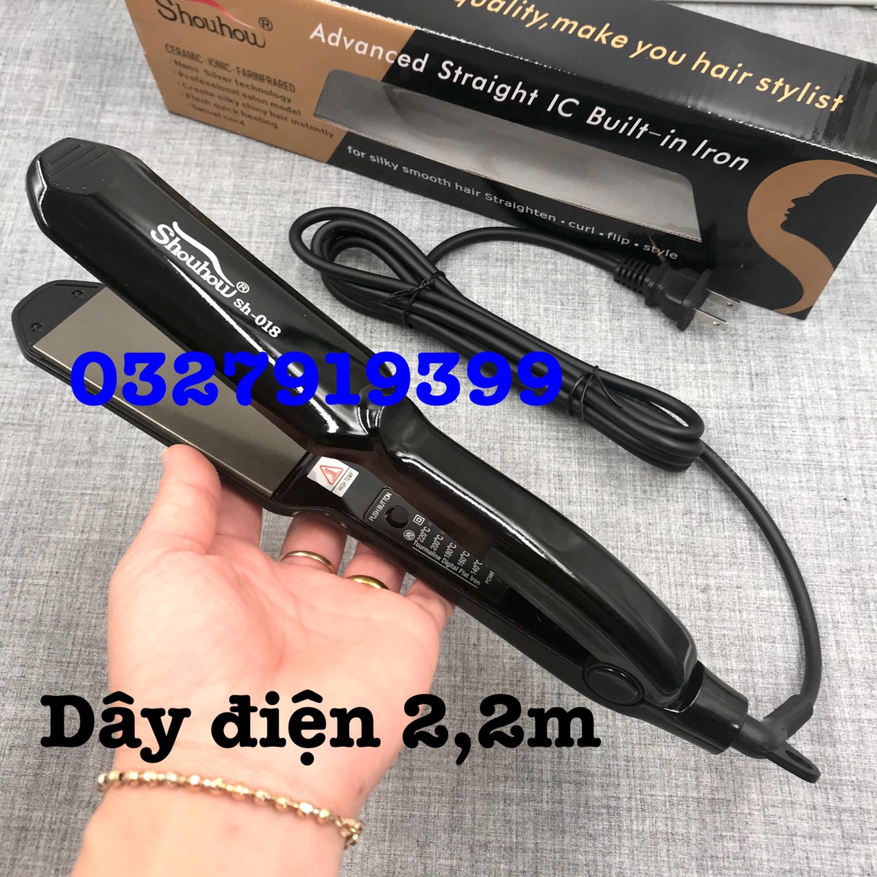 Shouhou Ban Trung Hair Straightener 018 Non-Stick Ceramic Material 5 Temperature Levels 140-220 ° C 2m2 Electrical Wire Rotates 360 Degrees 3 Month Warranty