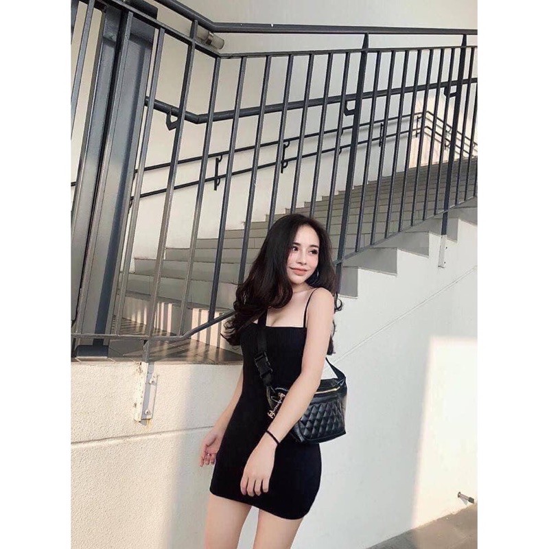 váy 2 dây body sợi bún, đầm 2 dây dáng ôm