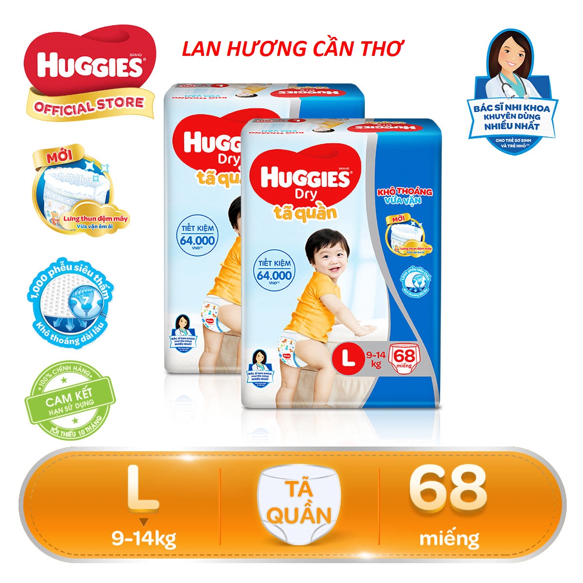 TÃ QUẦN HUGGIES M74/L68/XL62/XXL56