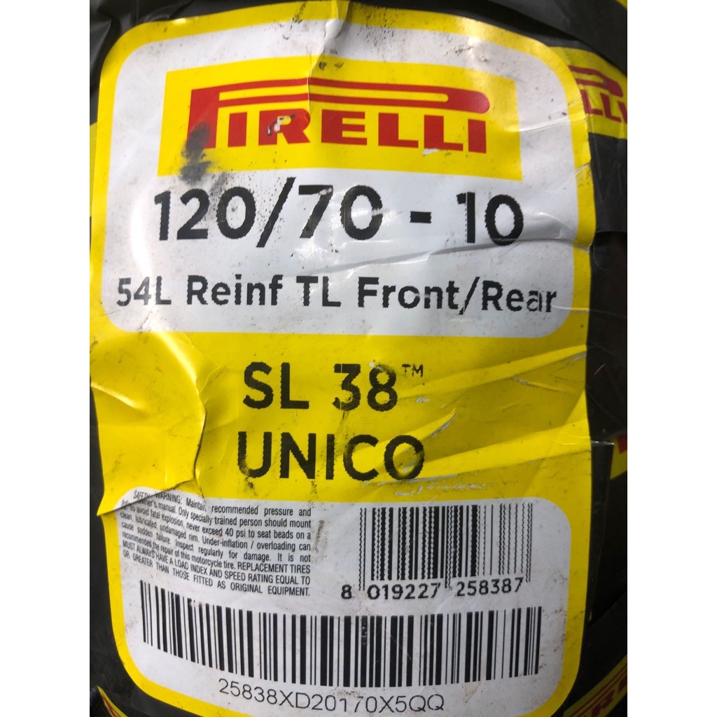 Lốp pirelli 120/70-10 sl38 unico cho xe vespa lx, fly