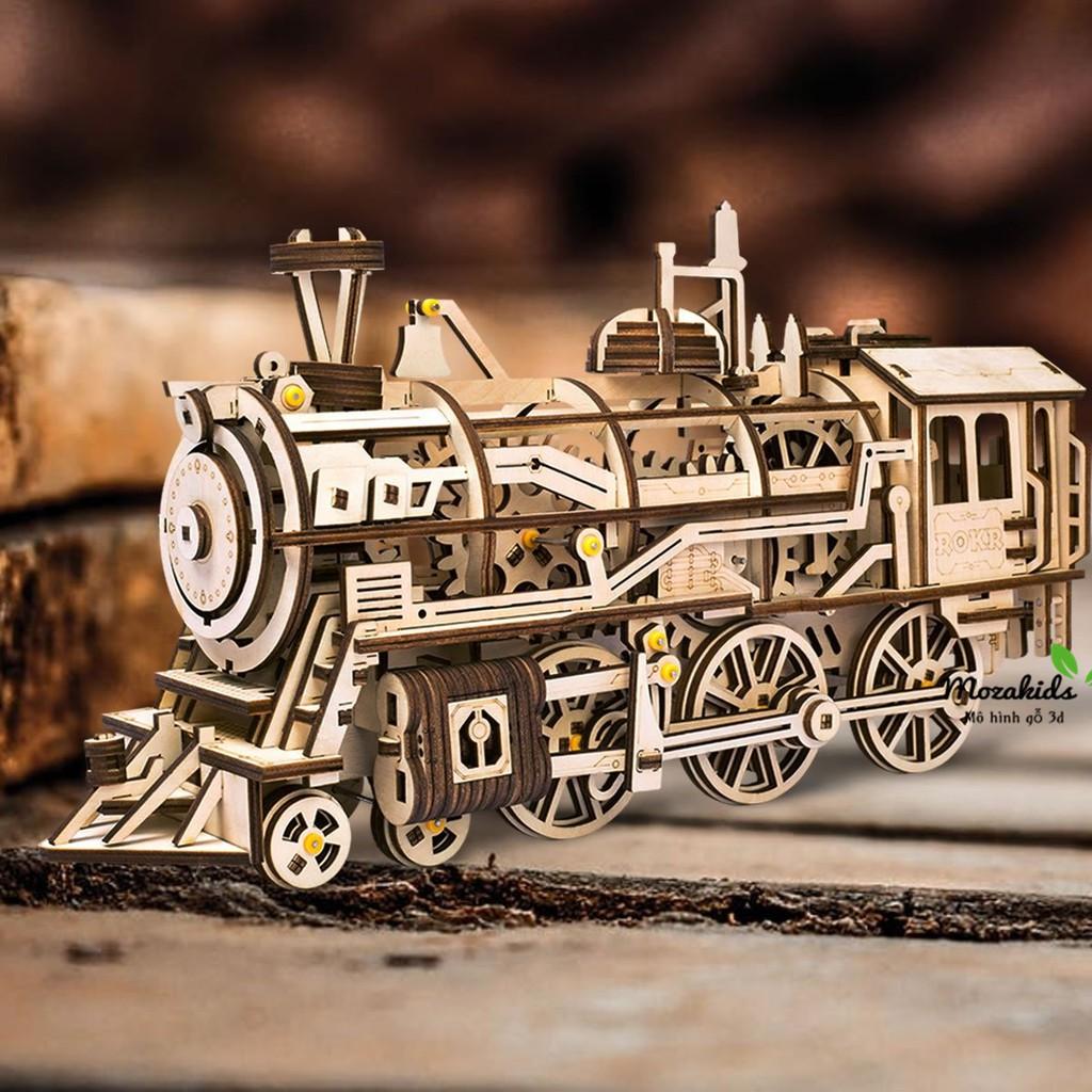 Mô hình lắp ráp gỗ 3D  (ĐC-01)  Cơ động học Đầu Máy (PT-01) Xe Lửa - Locomotive Robotime