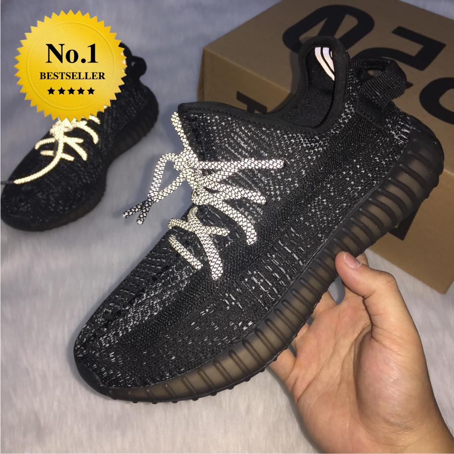 [Tặng Hộp & Tặng Tất] Giày Thể Thao Sneaker Yzy Static Đen Phàn Quang Dây - Nam Nữ