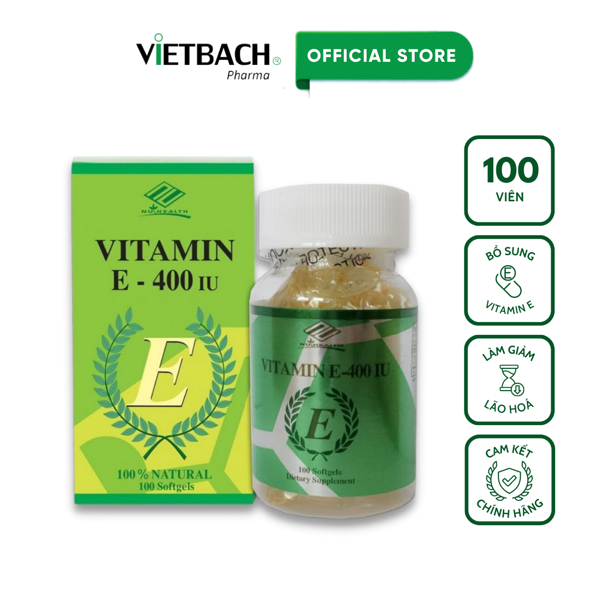 Viên uống bổ sung VITAMIN E - 400 IU (Lọ 100 viên)
