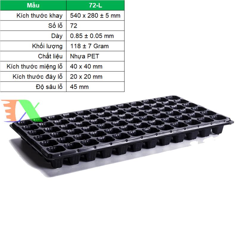 Bộ 5 khay ươm cây, khay ươm hạt, vỉ ươm (72 lỗ)