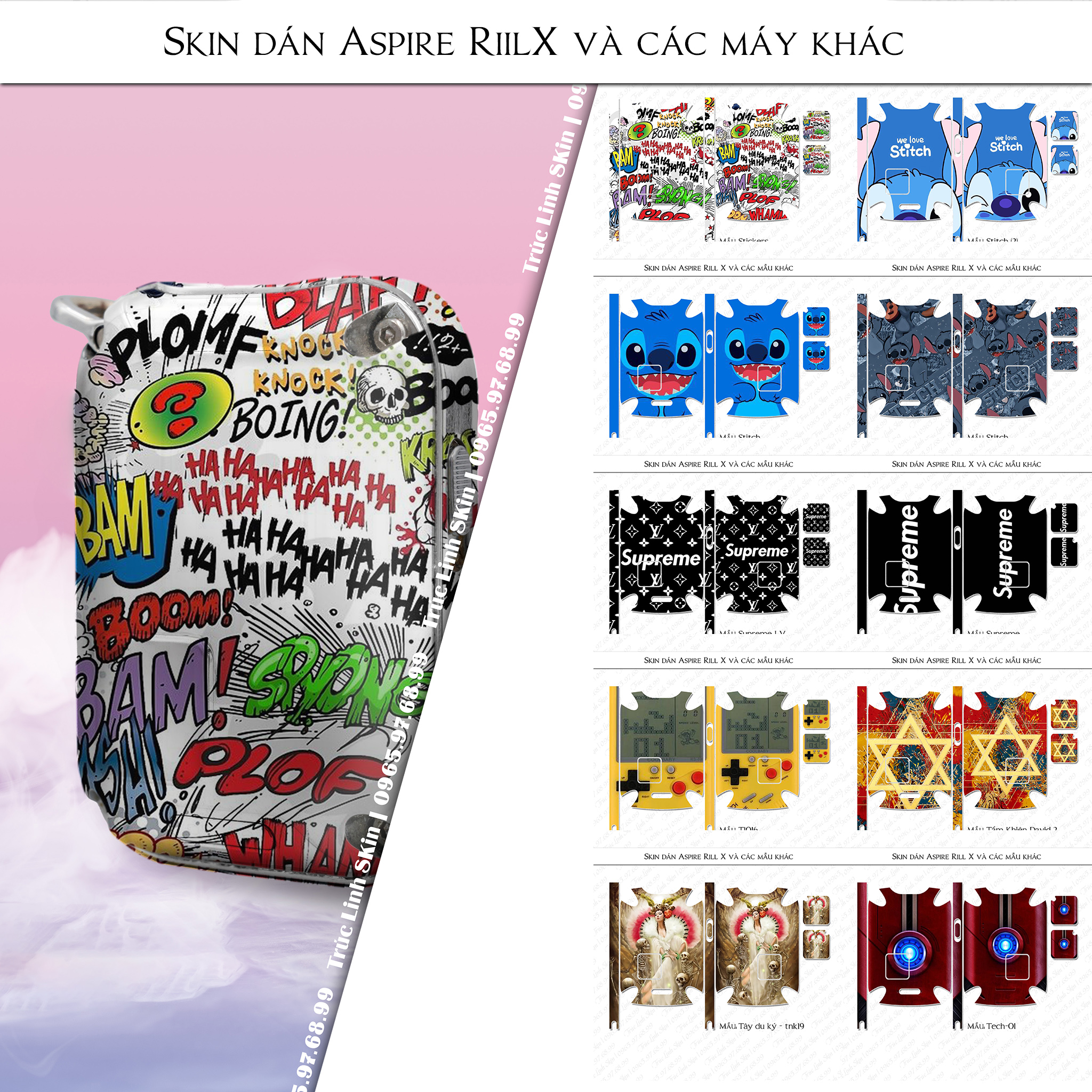 Miếng dán skin cho Riil X mẫu Supreme (decal dễ dán, đã cắt sẵn)