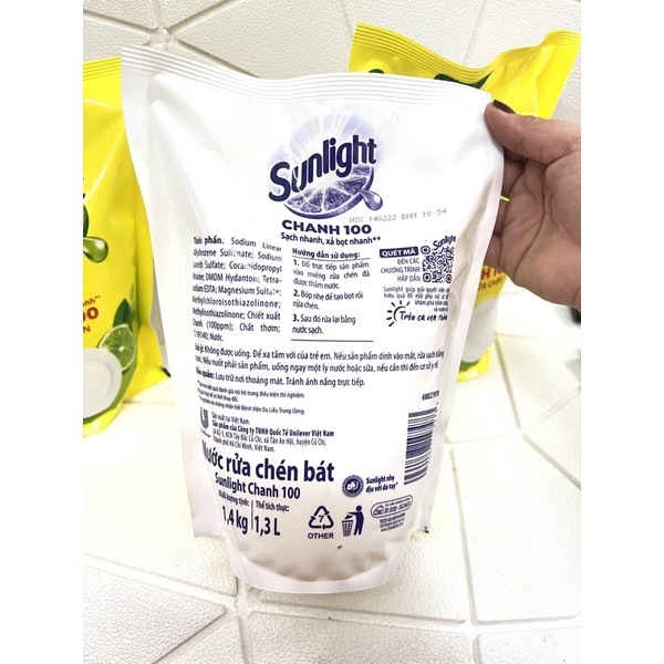 Nước Rửa Chén-Bát Sunlight Chanh Túi 1,4Kg
