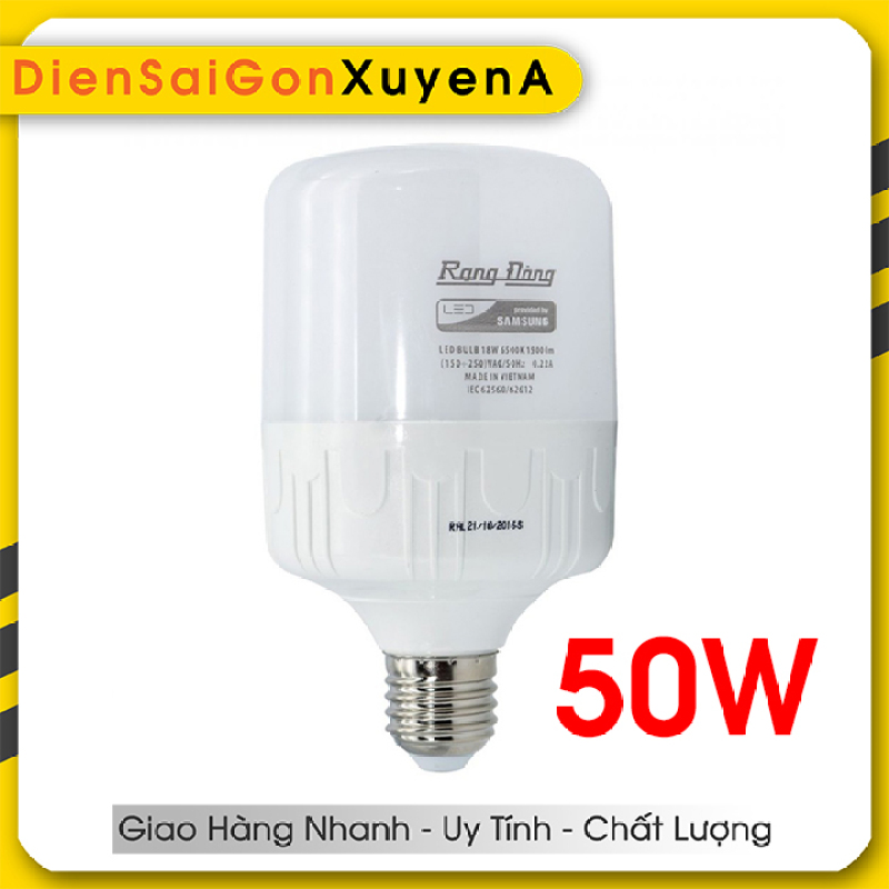 Bóng đèn 50W Rạng Đông LED Bulb trụ E27 - Phân phối bởi Điện Sài Gòn Xuyên Á