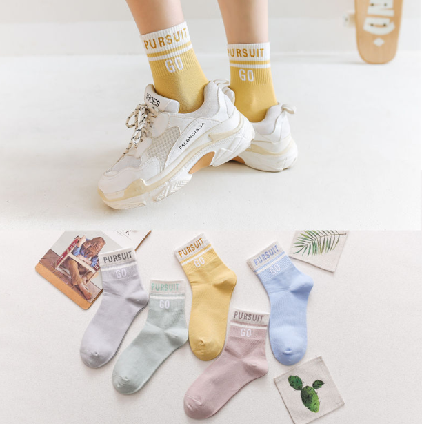 Set 5 đôi Tất cao cổ PLUS GO style Hàn 2020
