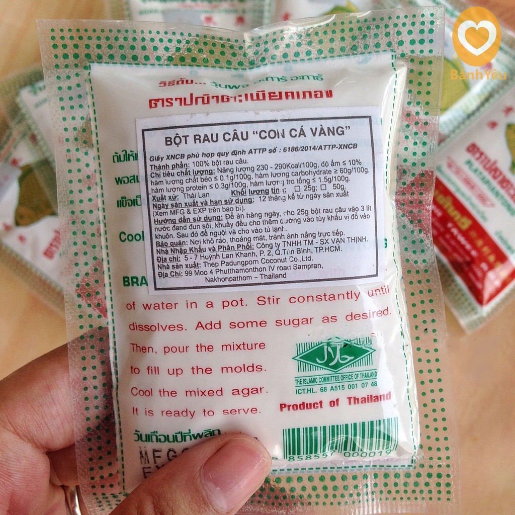 Bột rau câu CON CÁ VÀNG Thái Lan 25g