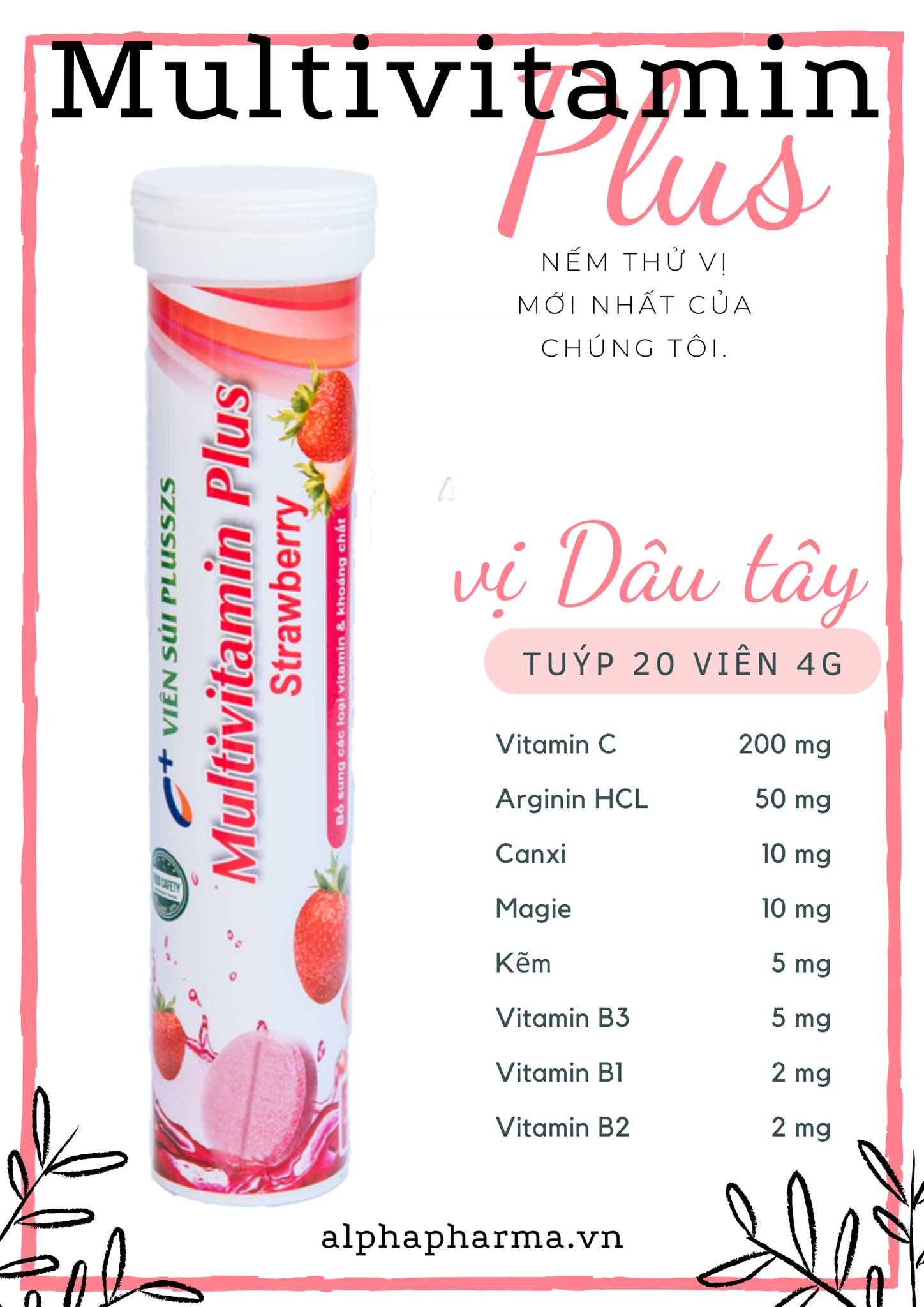 Viên sủi hương dâu 4g Alpha
