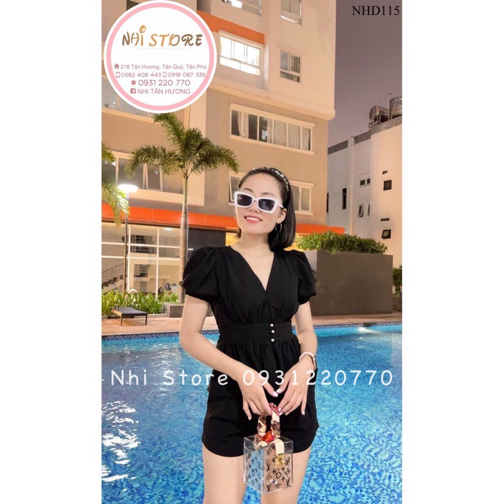 Set bộ nữ nhistore áo tay phồng eo thun quần short có túi thời trang thiết kế freesize dưới 57kg
