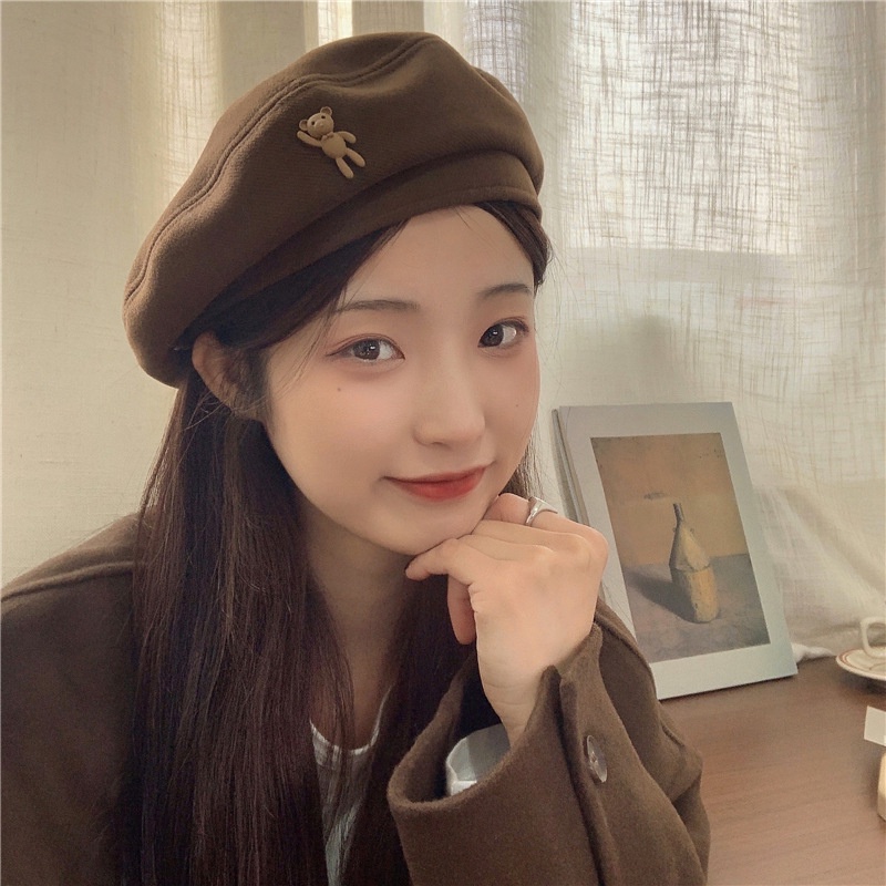 Mũ nồi beret tag gấu siêu xinh