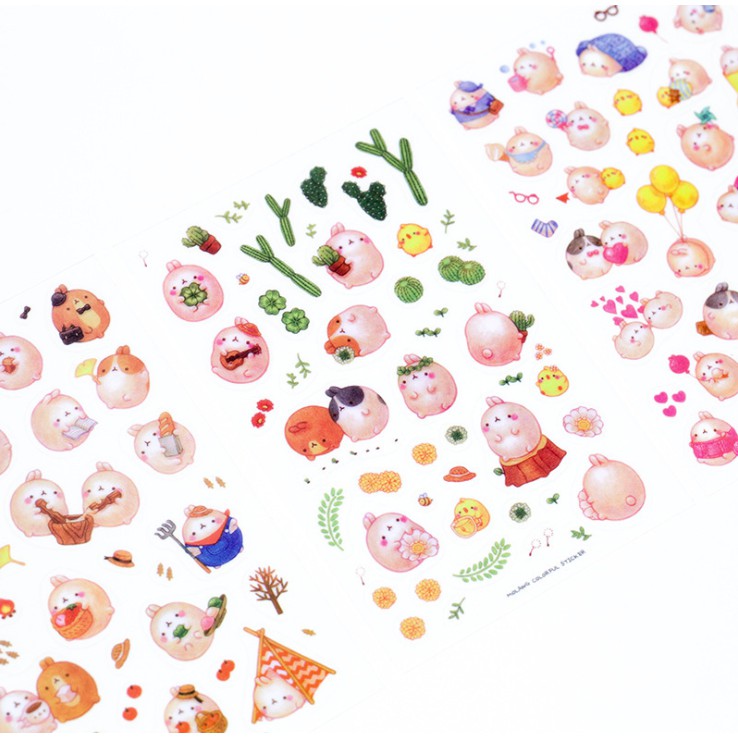 [HCM]Sticker Dán Trang Trí Molang và Piu Piu ( Trang Trí Sổ Kế Hoạch Sổ Nhật Ký) - 6 Tấm