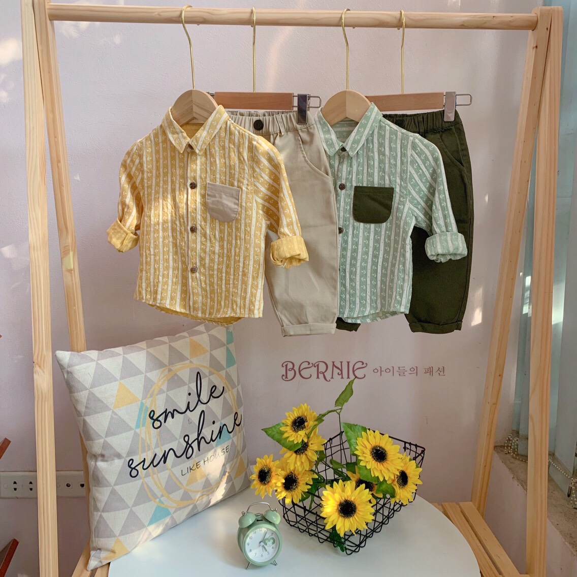 Set áo sơ mi, quần dài bé trai