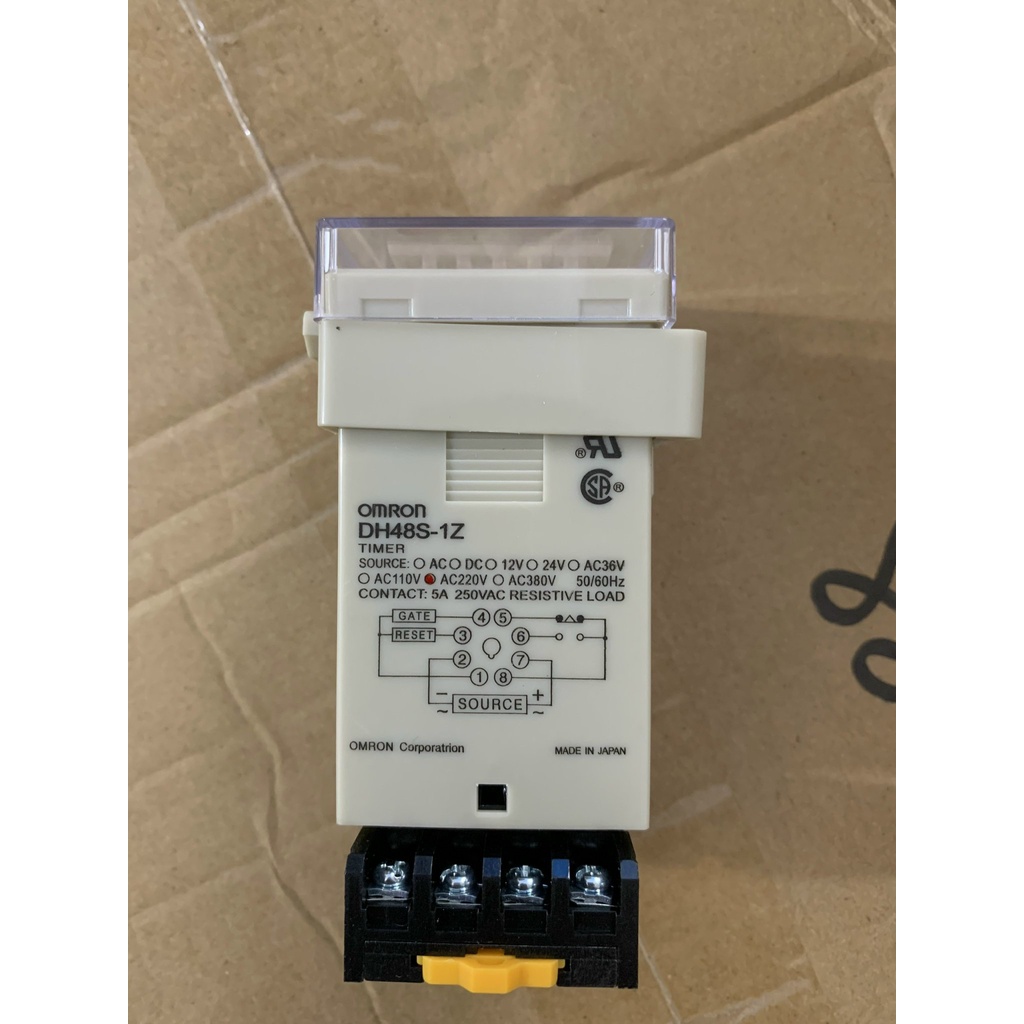 Rơle thời gian (Timer ) DH48S-1Z mặt đỏ kèm đế.