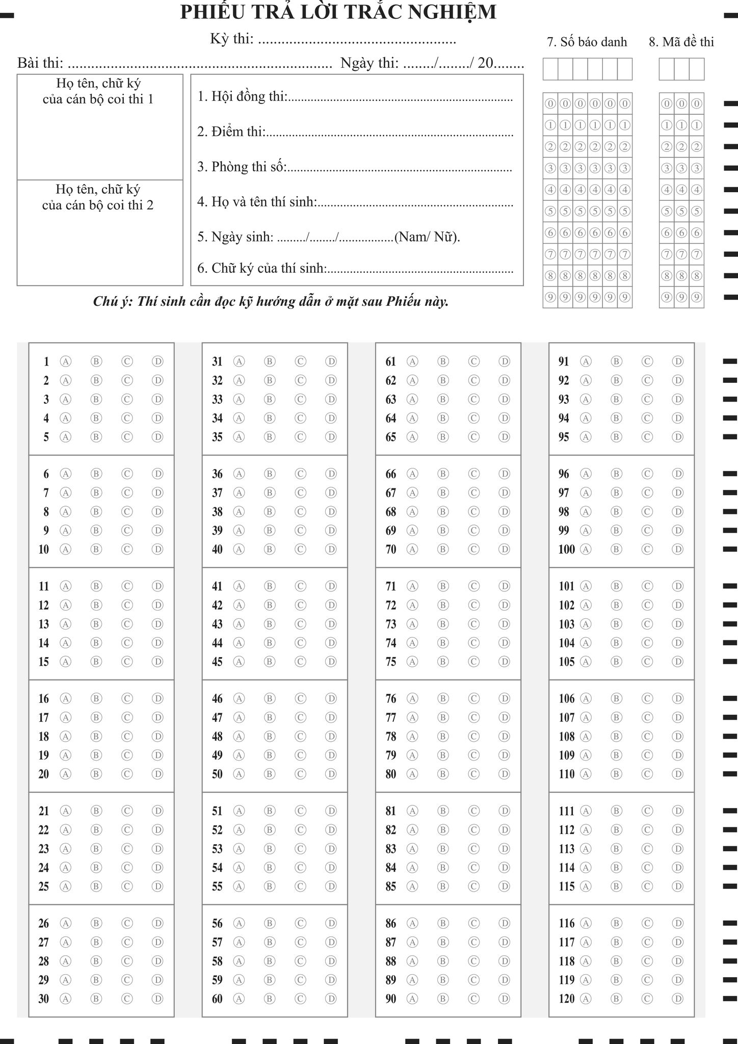 Set 15 phiếu làm bài trắc nghiệm - HOCMAI