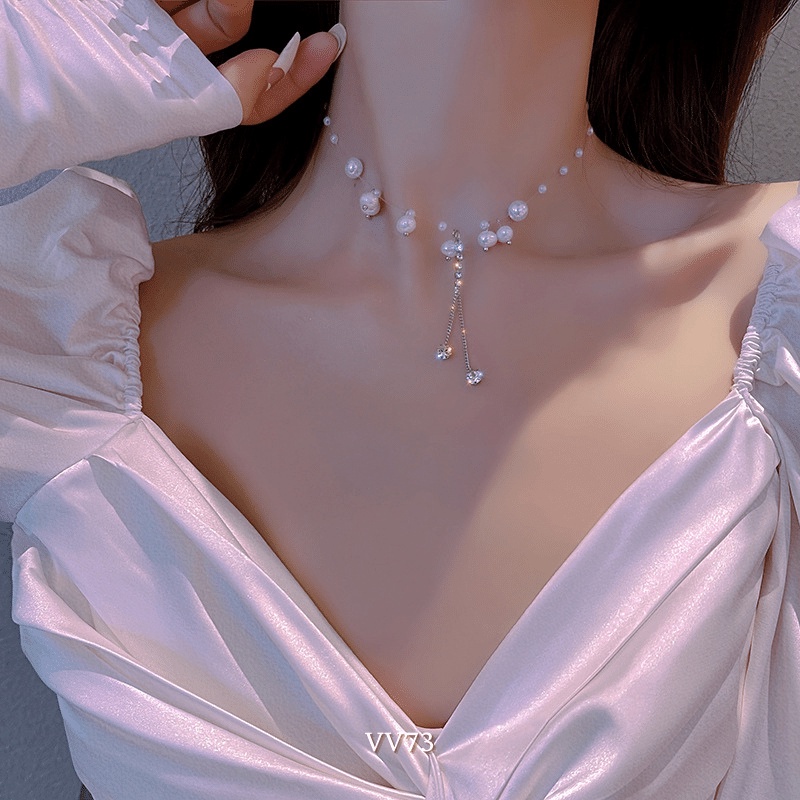 VÒNG CỔ CHOKER HẠT NGỌC (ĐEN,TRẮNG)