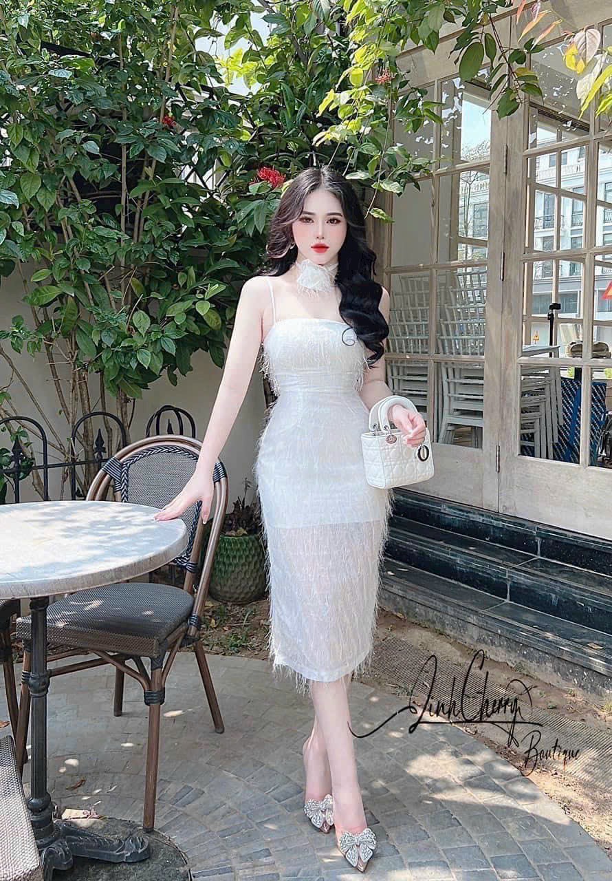 Đầm lông vũ bông cuốn cổ