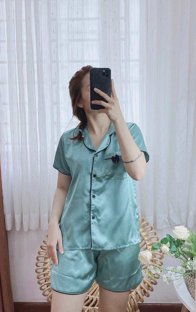 Đồ bộ pizama phi lụa đùi nơ mặc nhà