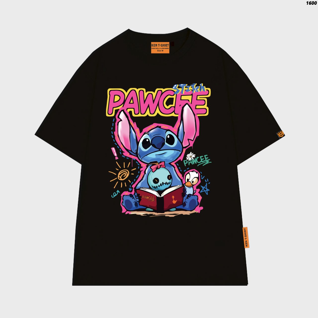 Áo thun tay lỡ hy unisex pawcee stitch 1600 vải cotton 75 form rộng unisex
