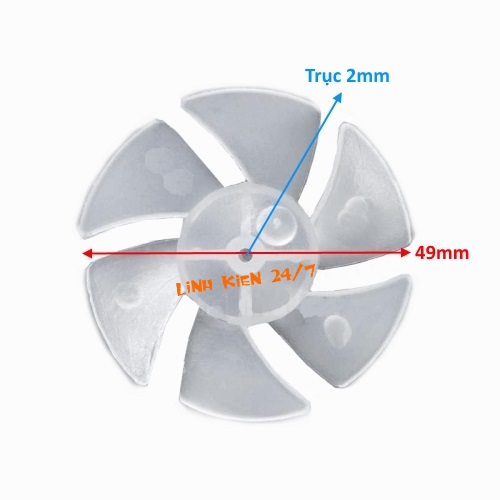 Cánh quạt máy sấy tóc dc 6 cánh trục 2mm