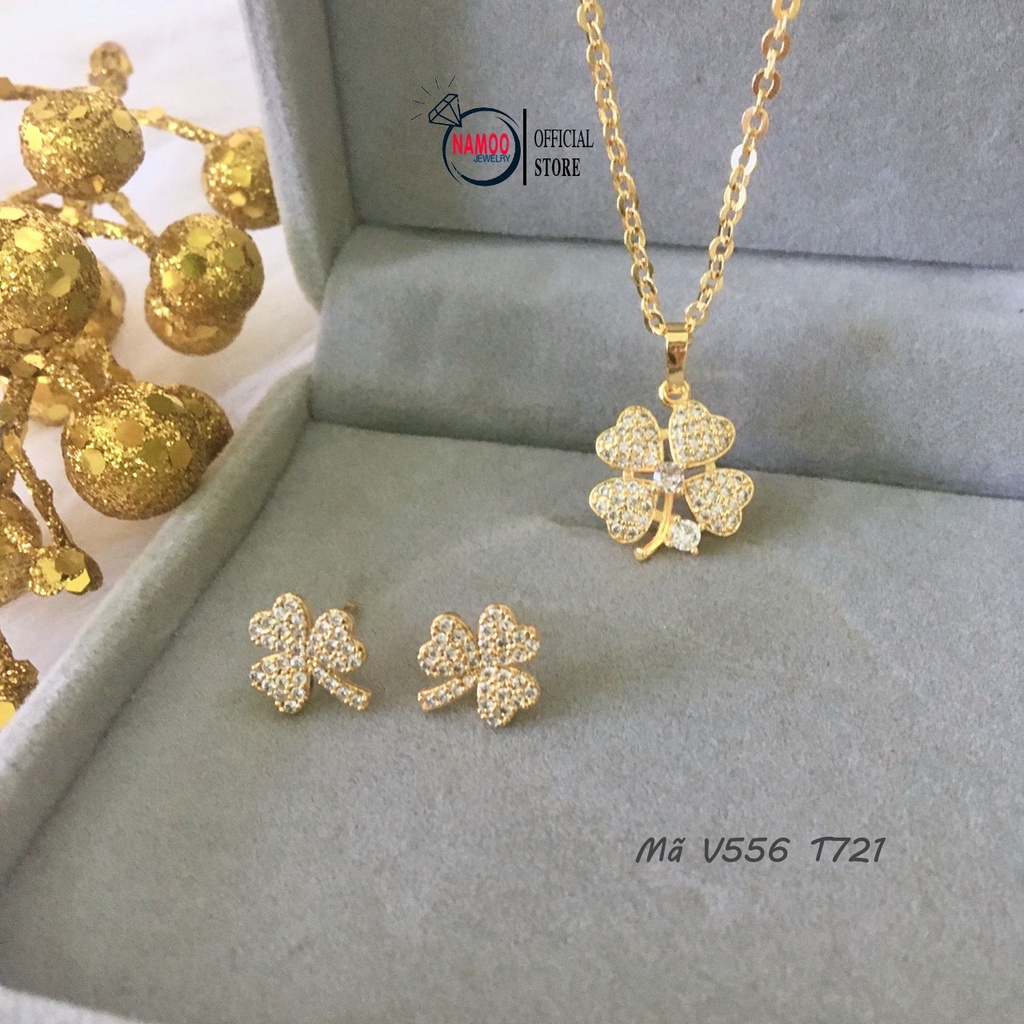 Set Dây Chuyền Và Bông Tai V556 T721 Xi Mạ Vàng