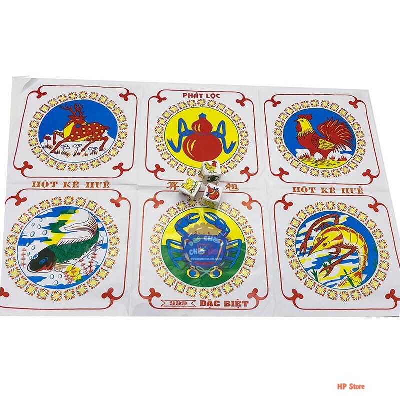 [HCM]Bộ Lắc Bầu Cua Cá Cọp Xúc Xắc Trò Chơi Việt Nam