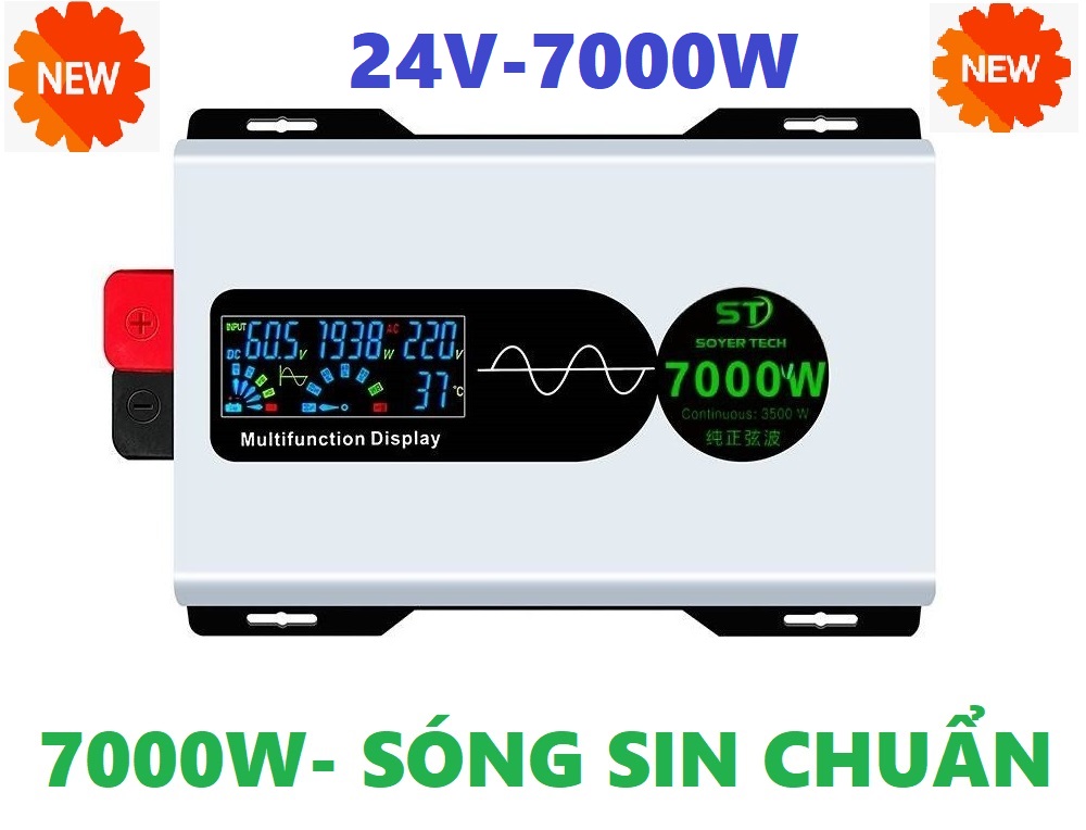 Bộ chuyển đổi điện sin chuẩn 7000w-bộ đổi nguồn 24v sang 220v sin chuẩn 7000w-soyer tech new