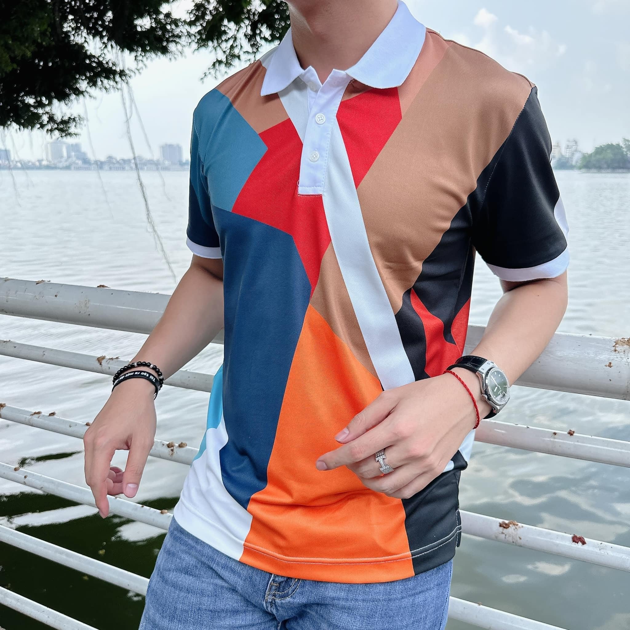 Áo thun polo nam phối màu siêu hót