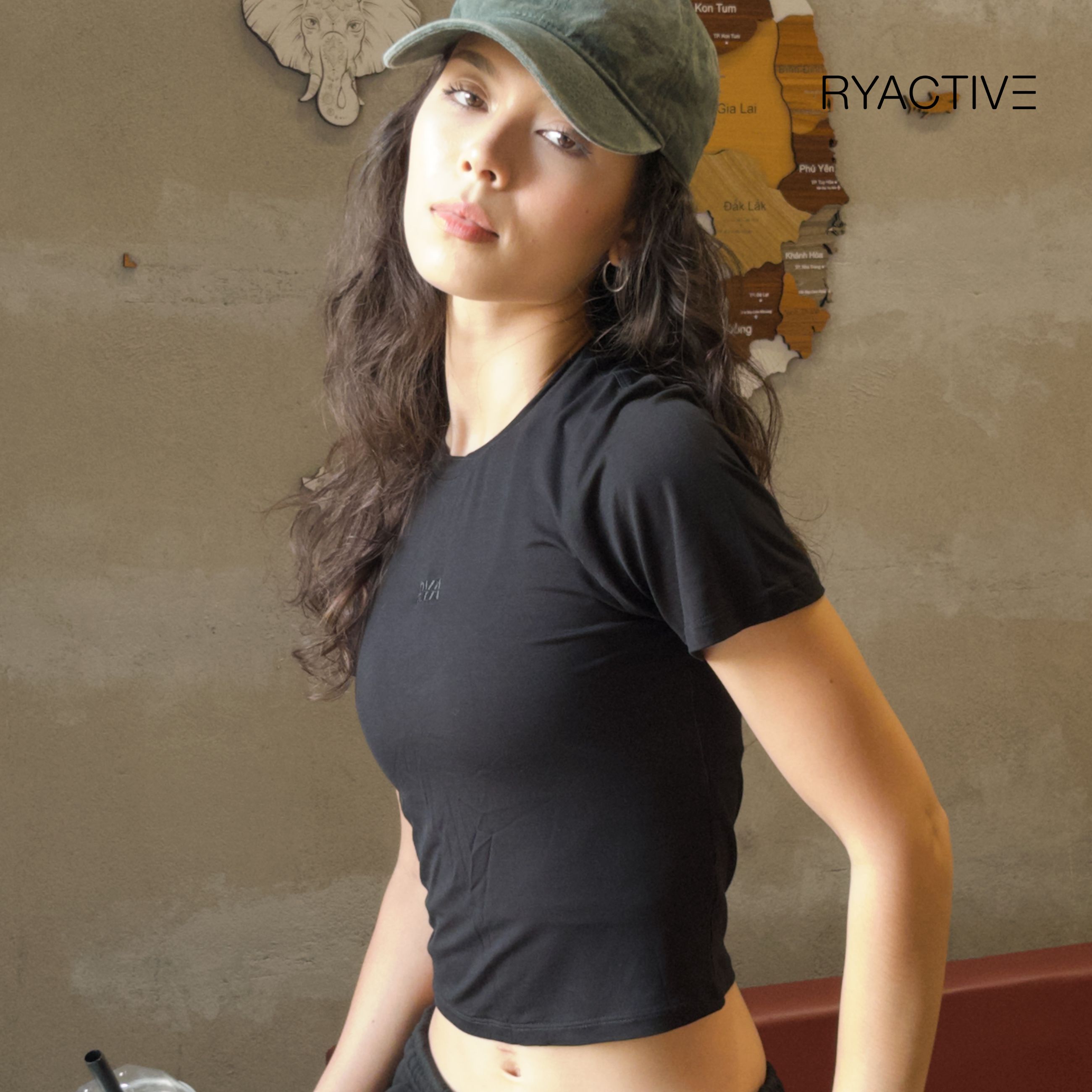 Áo thun nữ RYACTIVE - RYA BABY TEE Black