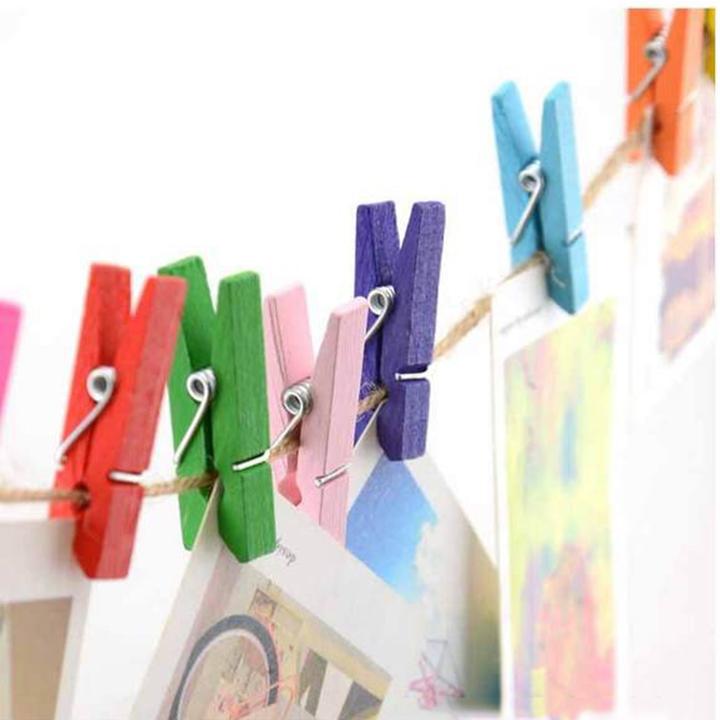 Sỉ túi 50 kẹp gỗ treo ảnh TẶNG 5m dây cói dây gai treo ảnh, kẹp ảnh nghệ thuật trang trí nhà cửa