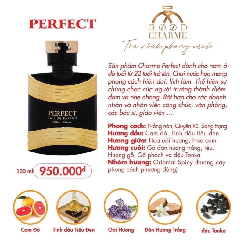 Nước Hoa Nam goodcharmee PERFECT 100ML